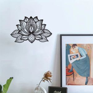 CIFbuy Decorazione da parete Boho, decorazione da parete in metallo con mandala nero, design verticale con fiore di loto, per camera da letto, soggiorno, ufficio - Product Image 4