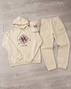 AUA Tracksuit Set Hooded Sweatshirt Full Length <b>Pants</b> Brown White Number 19 Streetwear Unisex Adult Autumn Breathable Polyester - Product Image 4