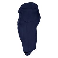 Pantalon de football américain bleu marine avec poches fendues pour protections amovibles, en spandex durable pour les ligues professionnelles