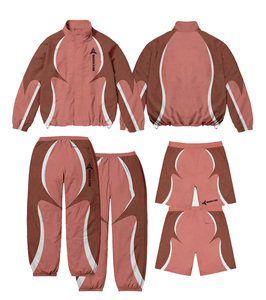 Daizen Star Hooded Fleece Tracksuit Set Breathable Purple Black Color Blocking Full Sleeve Zipper Closure Sporty Style Unisex - Product Image 3