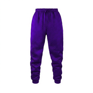 Pantalon de survêtement en molleton noir pour homme, taille élastique avec cordon de serrage, style décontracté - Product Image 2