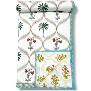 Dohar Doble de Algodón Estampado a Mano de Lujo, Floral, Suave y Elegante para Decoración del Hogar y Hoteles, Compre Directamente del Proveedor - Product Image 5