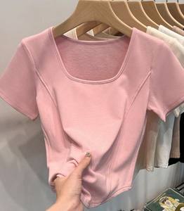 เสื้อยืดผู้หญิงแฟชั่นฤดูร้อน ผ้าฝ้าย 100% ทรงเข้ารูป พิมพ์ลายการ์ตูนและตัวอักษร กันยับ แห้งเร็ว สไตล์ลำลอง ขายส่ง - Product Image 4