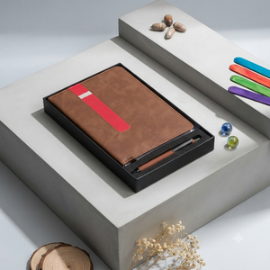 Aurelux RE010 – Coffret Cadeau Agenda A5 Premium en Cuir PU Marron avec Boucle pour Stylo, Impression UV, Marquage à Chaud, Logo Personnalisé, Planificateur Exécutif - Product Image 5