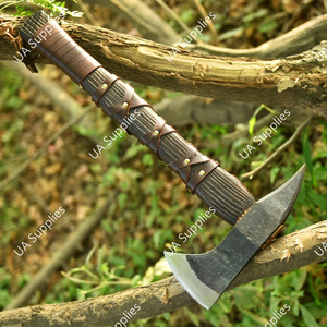 Hand Forged Viking Hatchet Carbon Steel High Quality 55 HRC Wooden <b>Handle</b> Leather Wrap Sheath Outdoor Camping Hunting <b>Axe</b> - Product Image 3