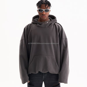 Sudadera con capucha extragrande de cuello alto y tejido grueso, con logotipo personalizado, estilo urbano para hombre, esencial de moda. - Product Image 3