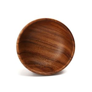 Bol à soupe et à riz classique en bois d'acacia naturel fait main, anti-brûlure, 10 cm - Product Image 3