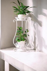 Soporte de hierro para plantas, de un solo nivel, para suelo, decorativo vintage con motivos ornamentales, para interiores del hogar - Product Image 3