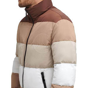Chaqueta Acolchada para Hombre con Bloques de Color, Cuello Alto, Cierre de Cremallera, Estilo Casual de Invierno, Ajuste Holgado y Grueso, Tallas Grandes - Product Image 3