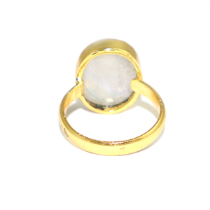 Women Fashion 22K Gold Plated Brass <b>Moonstone</b> <b>Ring</b> Oval Bezel Setting Bohemian Style Unisex Jewelry June Birthstone Daily Wear - Product Image 3