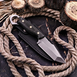 Couteau de chasse et d'extérieur EDC à lame fixe en acier forgé à la main, manche en Micarta, anneau de maintien, vente en gros, OEM, fabricant sur mesure - Product Image 5