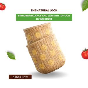 Dai Ngan Dzung <b>Bathroom</b> Storage Vintage Round Seagrass <b>Basket</b> Foldable Woven Three-Layer Customizable Capacity 50x40x30cm - Product Image 3