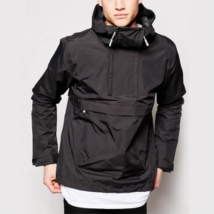 Nouvelle veste coupe-vent streetwear à col montant, personnalisable avec logo, pour homme, noire, à demi-zip, pour l'extérieur - Product Image 1