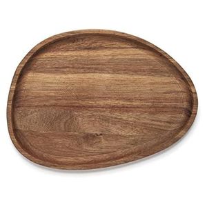 Bandeja de servir de madera con acabado marrón para decoración clásica del hogar, arreglo de mesa de comedor y servicio a los invitados de forma cómoda. - Product Image 6