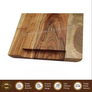 Planche à découper en bois d'acacia massif 100% naturel |   Planche à découper en bois artisanale de qualité supérieure, design unique, pour la cuisine à domicile - Product Image 5