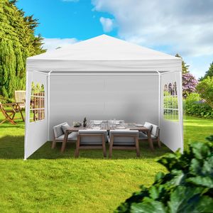 Tenda Portatile Impermeabile 3x3m a Quattro Lati con Tubi a Spirale Bianca per Matrimoni e Feste - Product Image 4