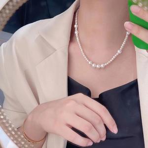 Versatile S925 <b>Silver</b> Collarbone <b>Chain</b> Stylish Freshwater Pearl <b>Necklace</b> with High Brightness Fashionable Accessory for Women - Product Image 1