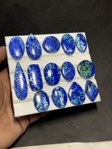 Cabochon d'azurite naturelle, pierre précieuse d'azurite bleue AAA, cabochon poli, pierre pour la fabrication de bijoux, gemme en vrac, cristal de collection - Product Image 2