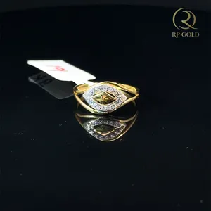 Elegant <b>gold</b> <b>ring</b> with oval halo design and shimmering stones luxury jewelry for women engagement wedding style - Product Image 1