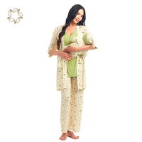 Ensemble assorti de robes de naissance durables en coton de bambou 5 pièces ensemble de pyjama de maternité et d'allaitement pour maman et bébé