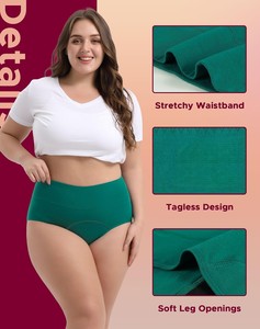 Culottes menstruelles réutilisables taille haute pour femmes, anti-fuites, en Spandex/Coton, respirantes, séchage rapide, écologiques, confortables, avec nœud - Product Image 2
