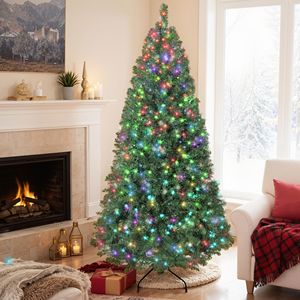 6ft Prelit RGB Dynamic <b>LED</b> Christmas <b>Tree</b> with Remote Control Daily Timer Hinged Design Easy Assembly Christmas Decorations - Product Image 2