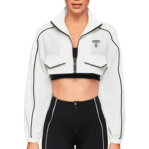 Wholesale Custom Logo Women's Cropped Bomber <b>Jacket</b> <b>Short</b> Canvas for Autumn/Winter Outdoor Fashion - Product Image 1