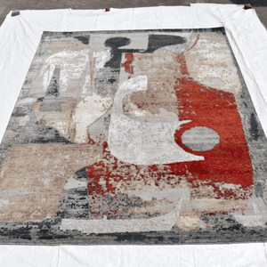 Alfombra de Lana Anudada a Mano con Diseño Abstracto, Alfombra Moderna y Minimalista para Sala de Estar de Lujo - Product Image 2