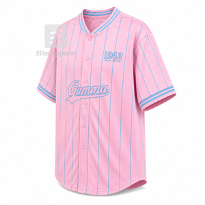T-shirt personnalisé de la sororité Gamma Phi Delta, manches courtes, logo sur le devant, chemise rayée bleu ciel et rose pour femme, vêtements grecs - Product Image 2