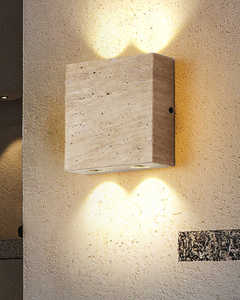 โคมไฟติดผนังทรงสี่เหลี่ยมหินอ่อนสีเบจ โคมไฟหินธรรมชาติสำหรับตกแต่งภายในบ้าน โรงแรม สไตล์โมเดิร์นหรูหรา - Product Image 3