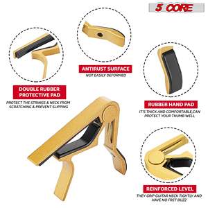 Capo 5Core pour guitare acoustique et électrique, 4 pièces, pince Kapo à 6 cordes pour banjo, mandoline, ukulélé - Product Image 2