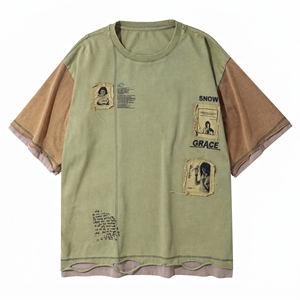 Trendy Heavyweight 100% Cotton Custom Printed Eco-Friendly Oversized Fit Short Sleeve Silk Screen Printed Street Men's T-<b>Shirt</b> - Product Image 1