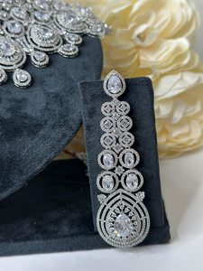 Parure de bijoux de luxe américaine en laiton plaqué or, collier ras-du-cou, boucles d'oreilles chaîne à maillons, Tikka, bijoux de mariage indiens faits à la main - Product Image 5
