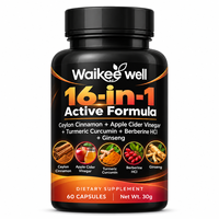Complément en capsules de marque privée : Cannelle de Ceylan, Vinaigre de cidre de pomme, Curcuma, Curcumine, Berbérine, Ginseng