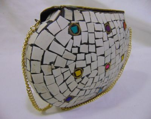 Bolsos de Mosaico con Forma de Dama en Metal Plateado FAIZA CRAFT Hechos a Medida, Flores de Perlas, Dos Correas Abiertas, Diseños Surtidos para el Hogar - Product Image 6