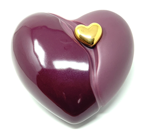 Urna Conmemorativa para Cenizas en Forma de Corazón Bicolor Color Granate, Corazón para Cenizas Funerarias de Metal Latón/Aluminio - Product Image 2