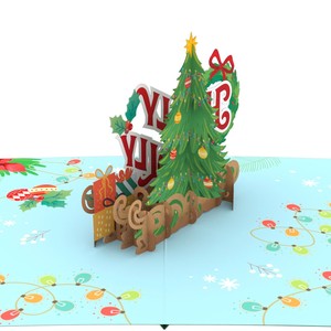 Merry Christmas 3D Pop up Card with Envelope for End Year Gift Happy Holly Joly in Nature Handmade Card Santa Clause. - Product Image 1