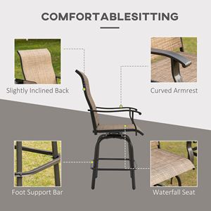 Sgabelli da Bar Girevoli di Design Scandinavo di Alta Qualità con Braccioli, Telaio in Acciaio Morbido e Resistente e Seduta in Tessuto per Uso in Patio o Seminterrato - Product Image 5