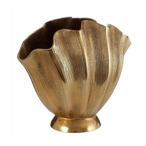 Embossed Pattern Aluminum Flower <b>Vase</b> <b>Gold</b> Finish for Decorative Living Room Hallway Office Tabletop Wedding Festive Flower <b>Vase</b> - Product Image 2