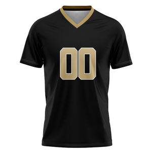 Jersey de Fútbol Americano Negro Personalizado para Hombre, Cuello en V, Manga Corta, Absorbe la Humedad, Uniforme de Equipo, OEM, ODM, Jersey Deportivo Personalizado - Product Image 5