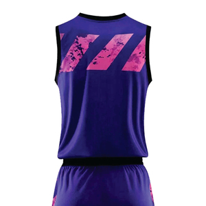 Ensemble de maillots de basket-ball personnalisés en polyester 100% avec design par sublimation, séchage rapide - Product Image 3