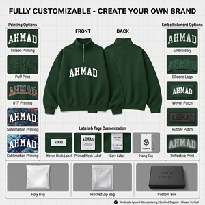 <b>Women's</b> <b>Quarter</b>-<b>Zip</b> Pullover Hoodie 100% Cotton Knitted Fleece Stand Collar Printed Custom Letter Eco-Friendly Breathable Winter - Product Image 5