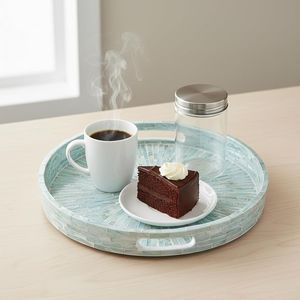 Plateau décoratif en bois et nacre, conçu pour un service haut de gamme, la décoration intérieure et les intérieurs d'hôtels. - Product Image 1