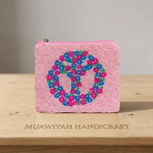 Handmade Beaded Coin <b>Purse</b> Floral Boho Mini Zipper Pouch Travel Earphone & Card Holder <b>Cute</b> Unique Gift for Her At Best Price - Product Image 3