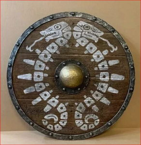 Escudo Vikingo de Madera, Escudo Medieval Listo para la Batalla, Hecho a Mano, Regalo Tradicional Vikingo, Escultura de Pared Medieval - Product Image 4
