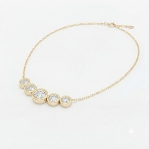 Collar Minimalista para Mujer, Barra Curva con Diamantes, Color E, Claridad VVS1, Cinco Diamantes Redondos Cultivados en Laboratorio, Oro Blanco Real de 18K - Product Image 2