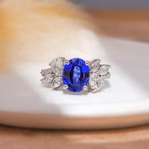 Top Quality Round Diamond <b>Ring</b> with Blue Sapphire <b>Ring</b> for Elegant Wedding Proposal and Engagement <b>Ring</b> Use from <b>Indian</b> Supplier - Product Image 1