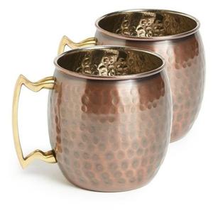 Ensemble de mugs Moscow Mule en cuivre, finition antique texturée, pour cadeaux, fêtes, Noël, bière. - Product Image 1