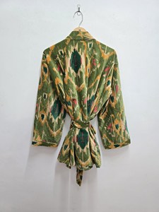 Kimono de Lujo Estilo Boho, Chaqueta de Terciopelo Floral Gris, Bata Corta de Verano, Bata de Otoño, Bata de Novia para Boda con Forro de Terciopelo - Product Image 6