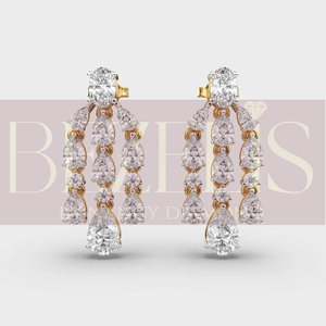 Lab Grown <b>Diamond</b> Chandelier <b>Earrings</b> 14K Gold Multi Strand Oval Pear Round Cut <b>Diamond</b> <b>Dangle</b> <b>Earrings</b> Bridal Wedding Wholesale - Product Image 3